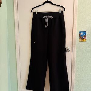 Figs Black High Waisted Isabel Wide Leg - Scrub Pant